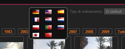 Les drapeaux des langues disponibles